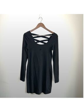 Gentle Fawn Black Crisscross Back Mini Dress Medium
